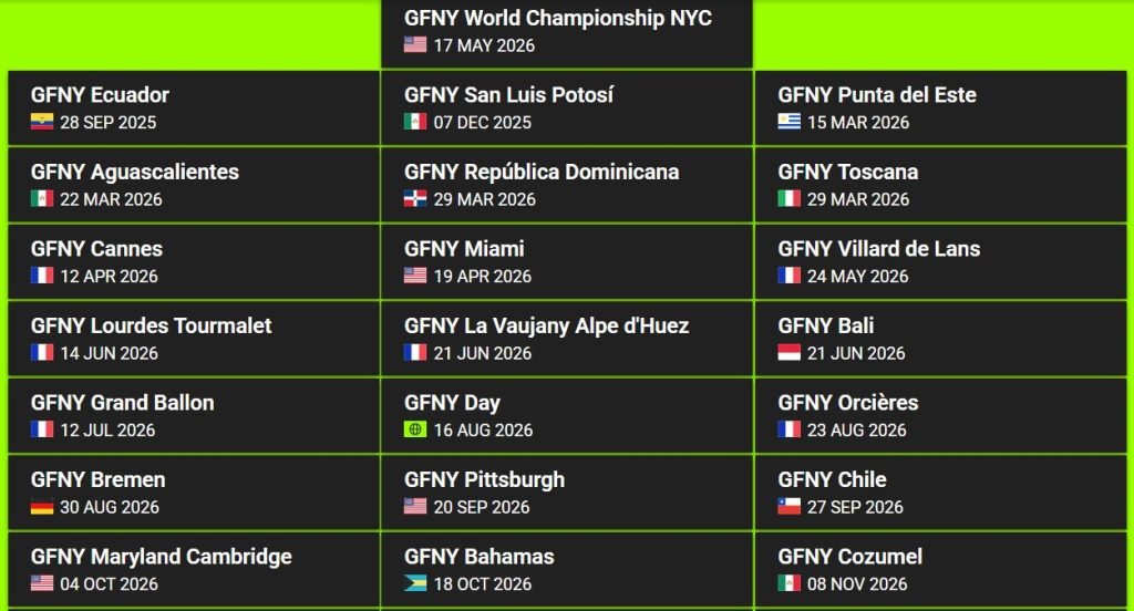 GFNY anuncia nueva carrera en México para 2026. 2 CALENDARIO GFNY.PNG