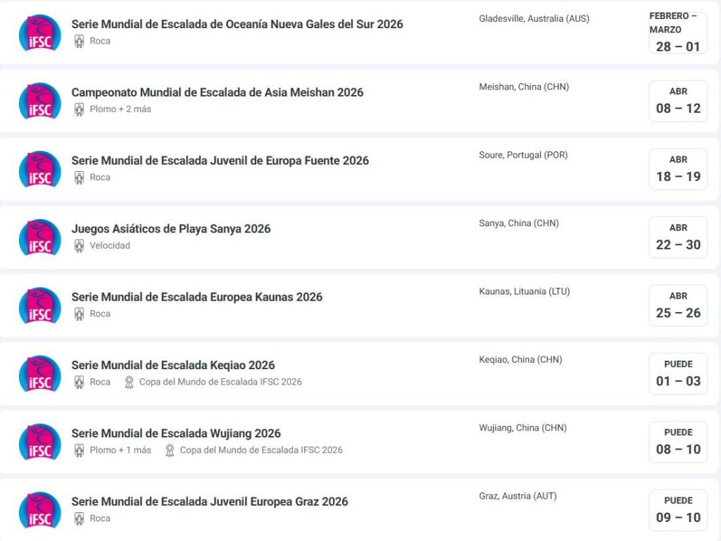 Valdivia recibió a The North Face Climb Fest 2026 y destacó a Nathaniel Coleman, seguido de Chris Wagner. 6 calendario