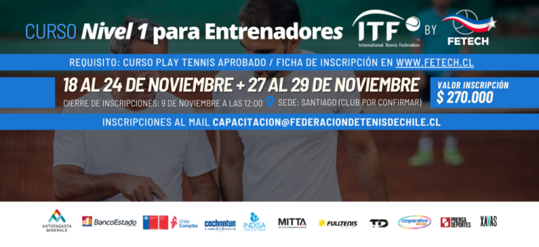 En noviembre realizaremos el segundo Curso Nivel 1 para entrenadores del año – Federacion de Tenis de Chile
