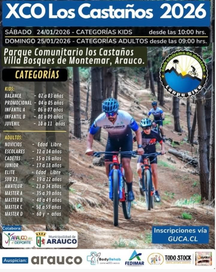 La comuna de Arauco recibirá el XCO Los Castaños 2026
