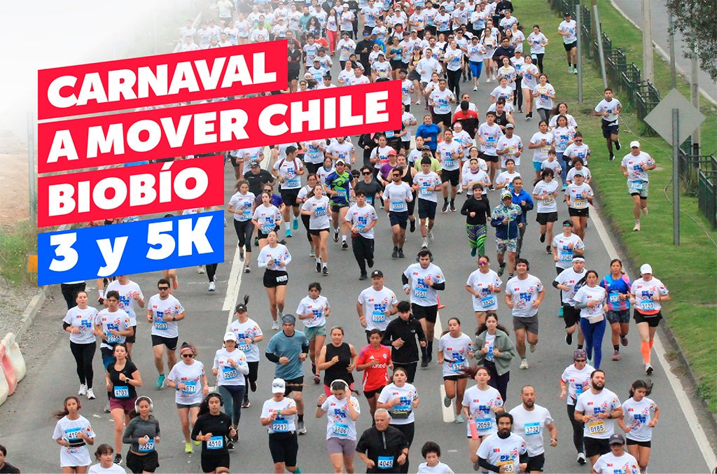Inscripciones abiertas: corrida familiar del “Carnaval A Mover Chile Biobío 2026”